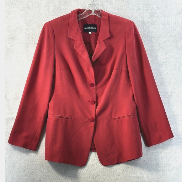 Giorgio Armani Jackets & Blazers - Giorgio Armani EU SZ 46 Blazer Notched Collar Pure Silk Designer Vintage Chic